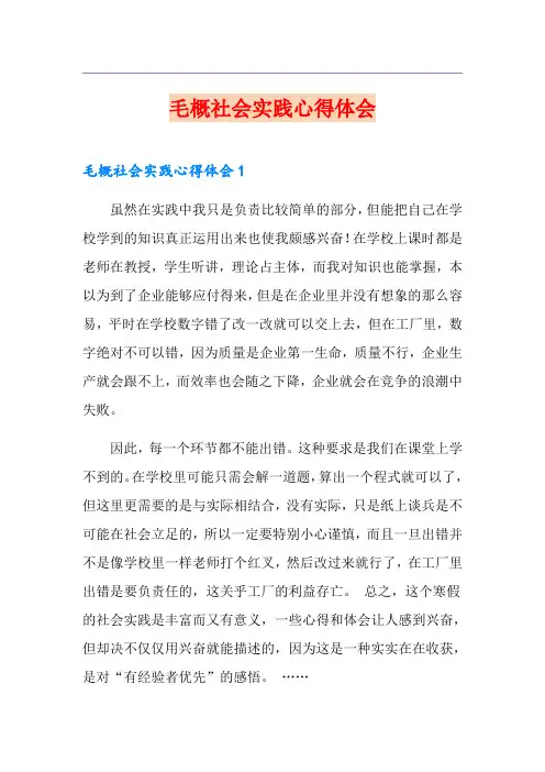 毛概社会实践心得体会