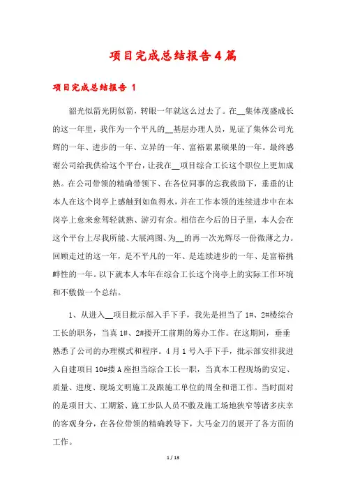 项目完成总结报告4篇