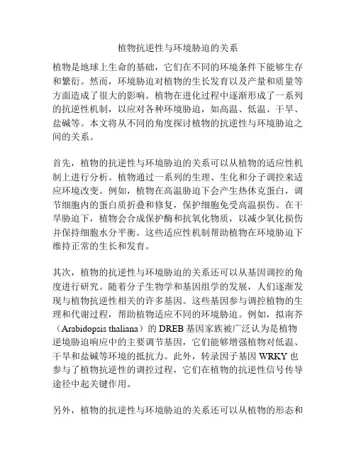 植物抗逆性与环境胁迫的关系