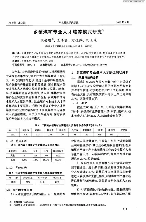 乡镇煤矿专业人才培养模式研究
