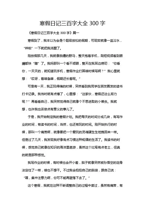 寒假日记三百字大全300字