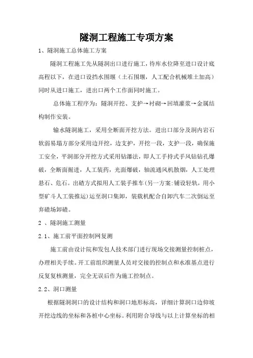 隧洞工程施工专项方案