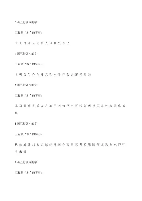五行属木的汉字大全