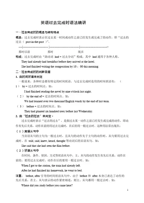 过去完成时语法精讲(可编辑修改word版)