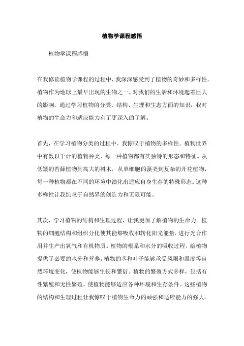 植物学课程感悟