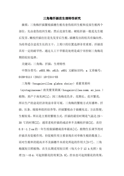 三角梅扦插苗生理特性研究[论文]