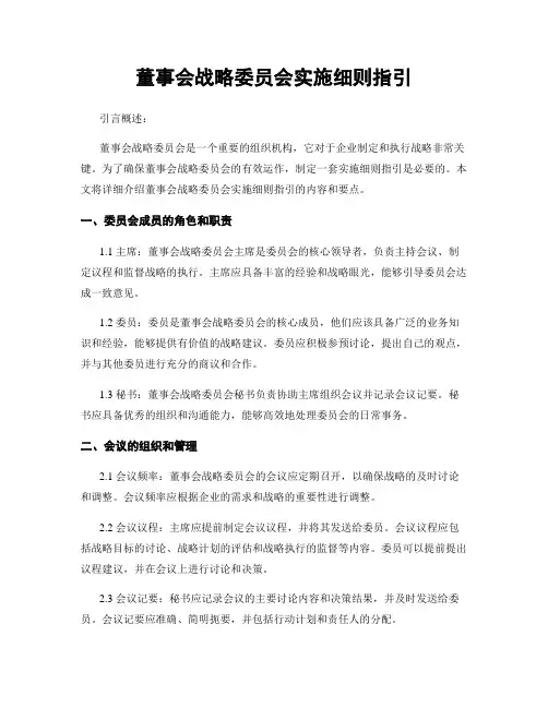 董事会战略委员会实施细则指引