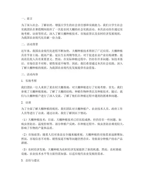 大学生社会实践报告大棚