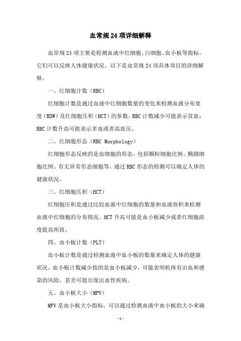 血常规24项详细解释