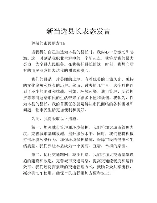 新当选县长表态发言