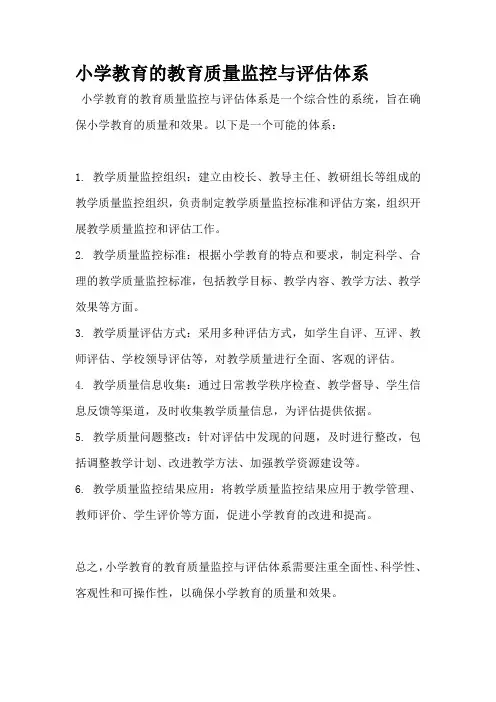 小学教育的教育质量监控与评估体系