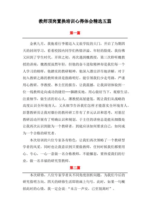 教师顶岗置换培训心得体会精选五篇