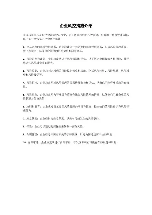 企业风控措施介绍