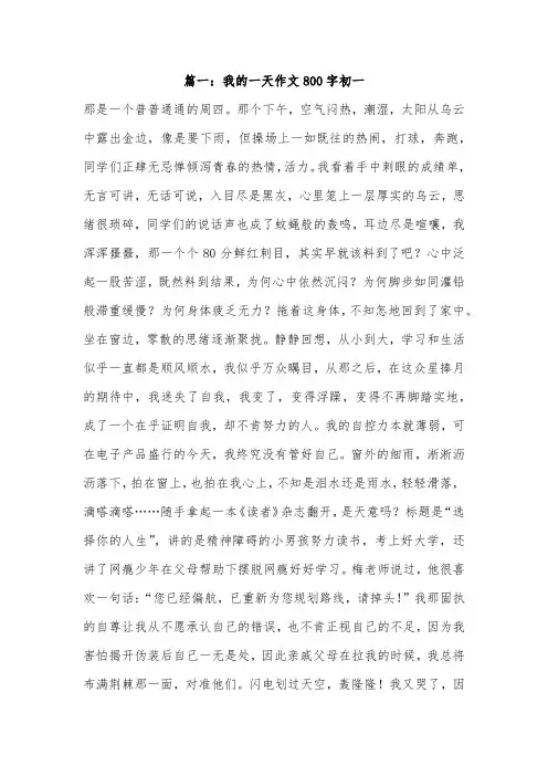 我的一天满分作文800字初中