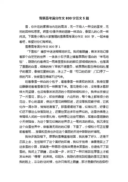 雪景高考满分作文800字范文5篇