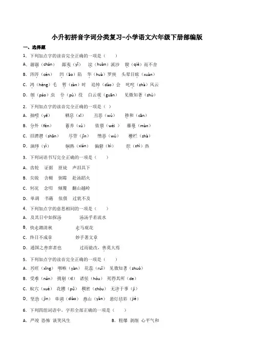 2022-2023学年小学语文六年级下册拼音字词专项复习(部编版含解析)