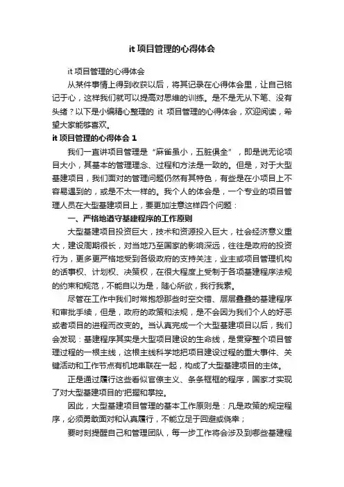 it项目管理的心得体会