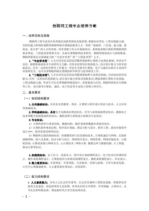 物联网工程专业培养方案-Xidian