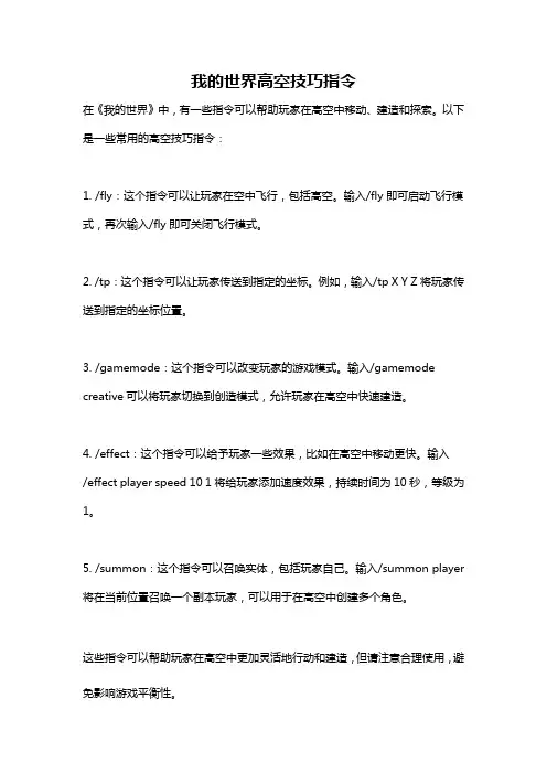 我的世界高空技巧指令