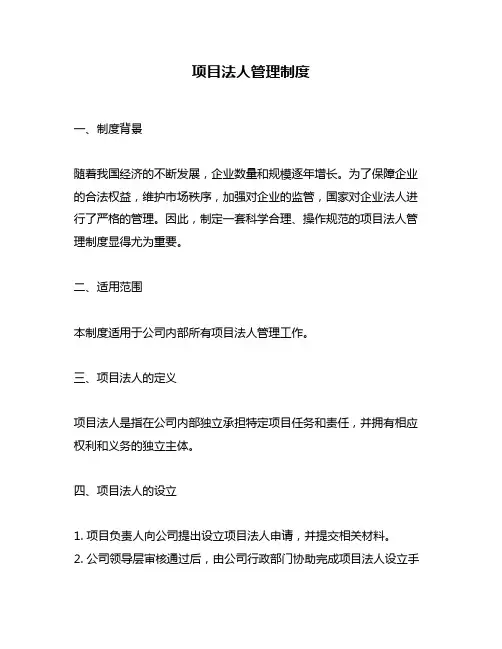 项目法人管理制度