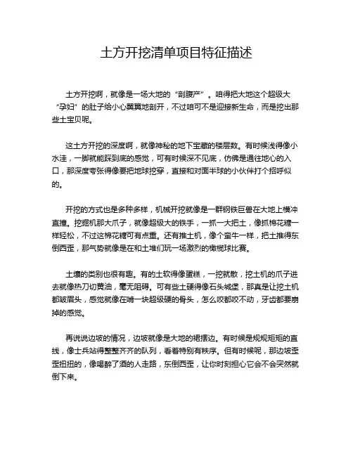 土方开挖清单项目特征描述