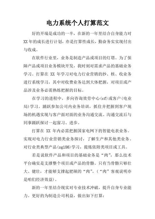 电力系统个人打算范文