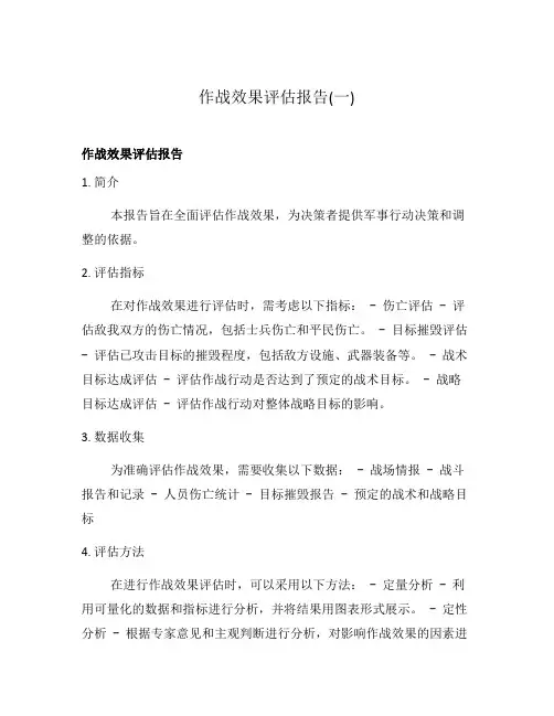 作战效果评估报告(一)