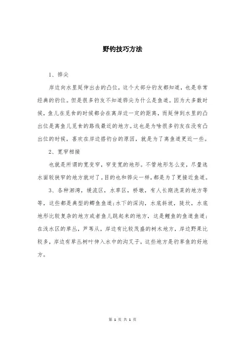 野钓技巧方法