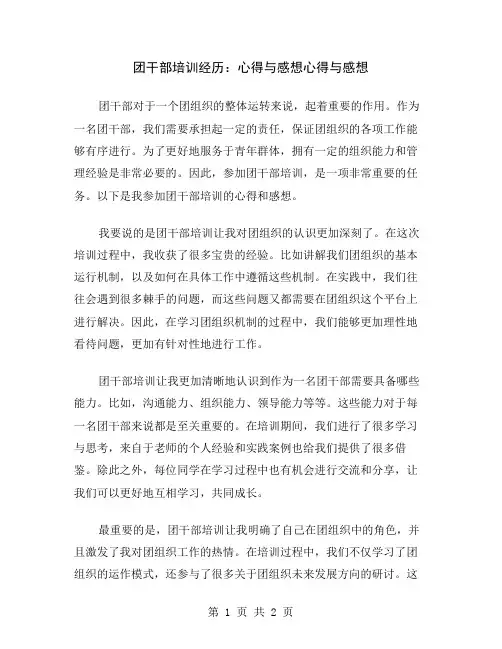 团干部培训经历：心得与感想