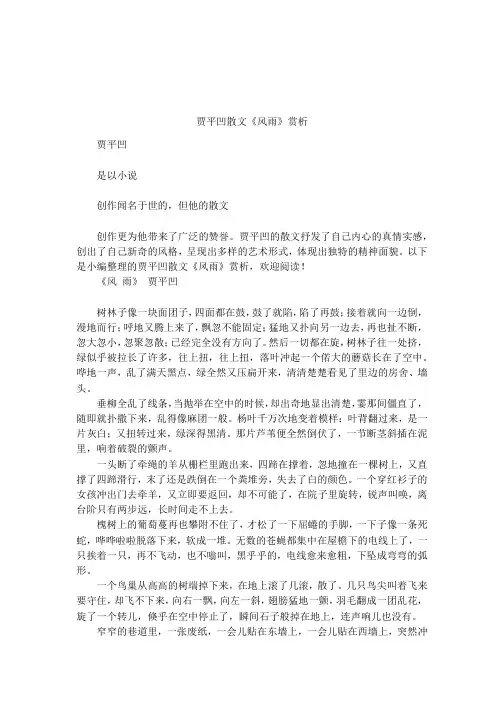 贾平凹散文《风雨》赏析