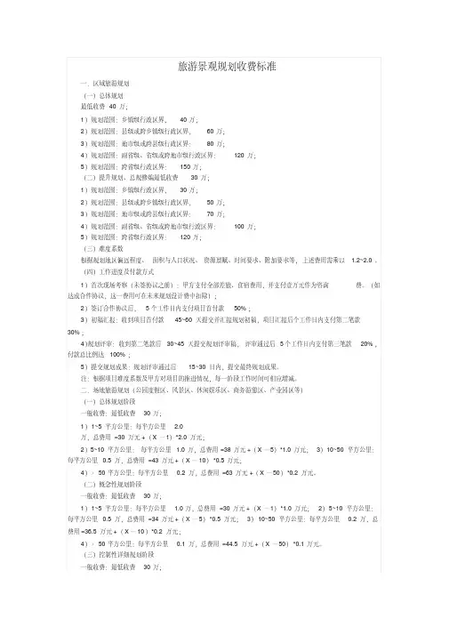 旅游规划收费标准