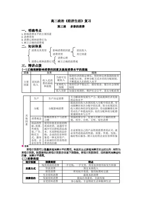 江苏高二政治经济生活复习Word版   第三课