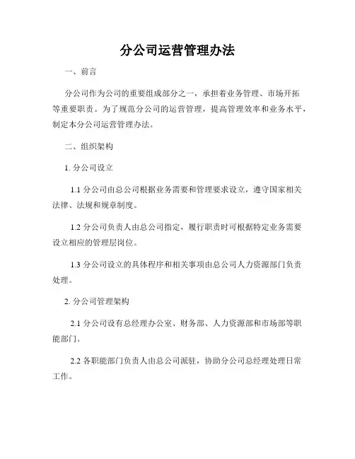 分公司运营管理办法