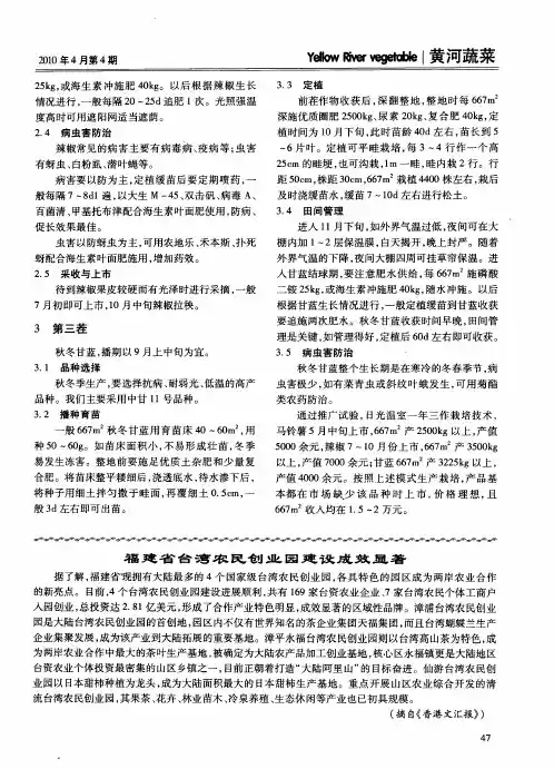 福建省台湾农民创业园建设成效显著