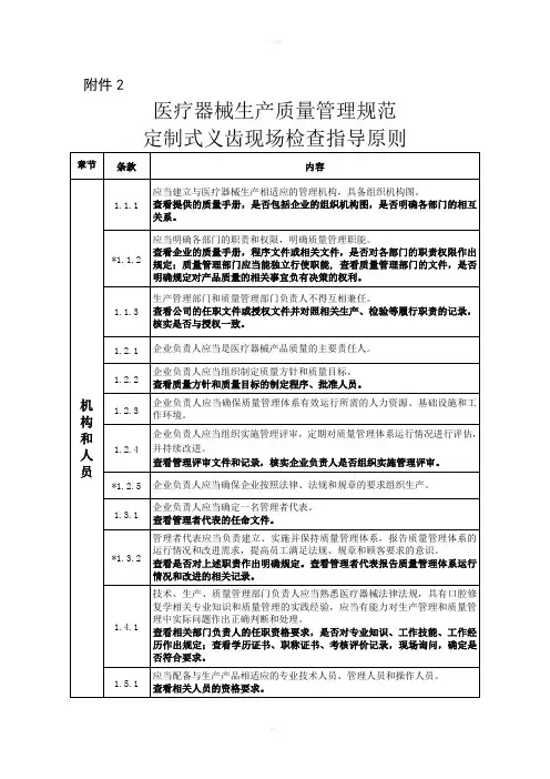 定制式义齿现场检查指导原则