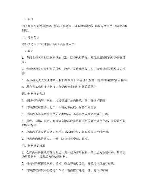 车间员工材料摆放管理制度