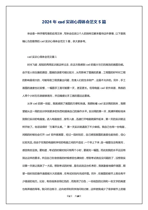 2024年cad实训心得体会范文5篇