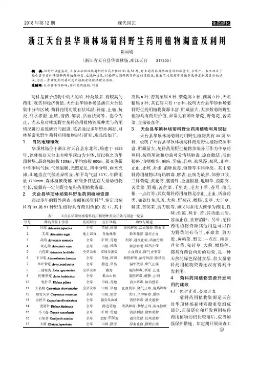 浙江天台县华顶林场菊科野生药用植物调查及利用
