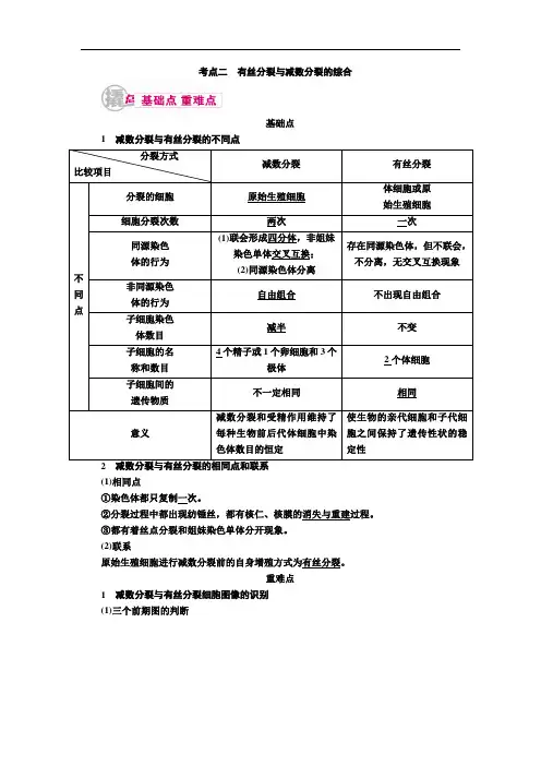 2017高考生物一轮复习教案：专题9考点二 有丝分裂与减数分裂的综合 含解析 精品