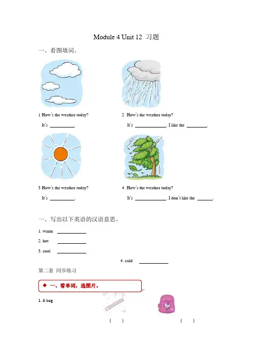 牛津沪教版英语四年级上Unit 12 Weather 同步练习