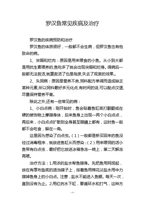 罗汉鱼常见疾病及治疗