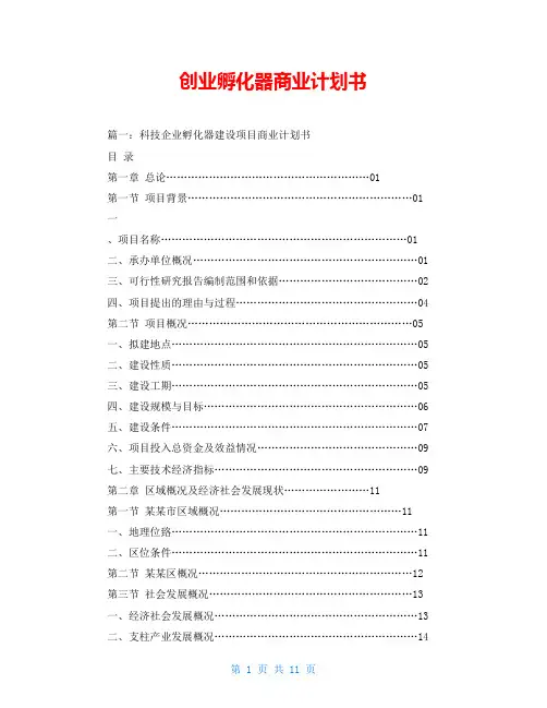 创业孵化器商业计划书