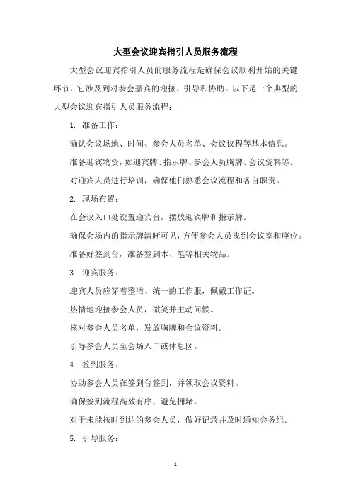 大型会议迎宾指引人员服务流程