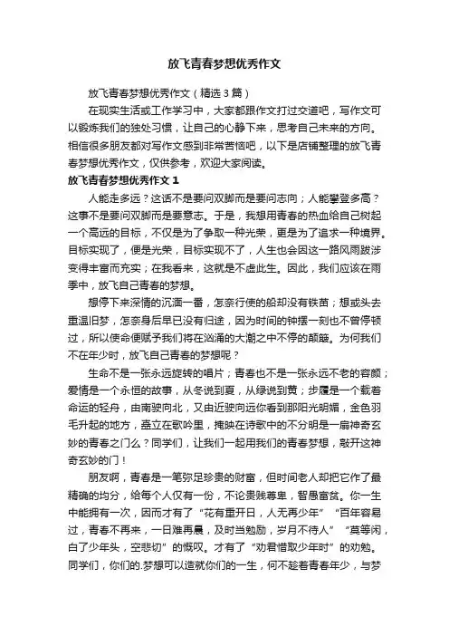 放飞青春梦想优秀作文
