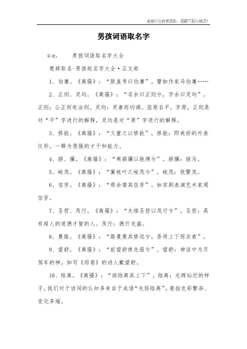 男孩词语取名字