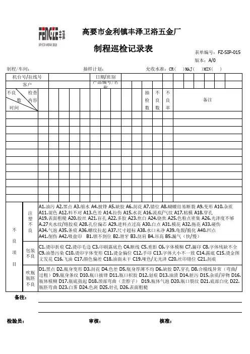 2制程巡检记录表