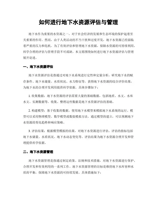 如何进行地下水资源评估与管理