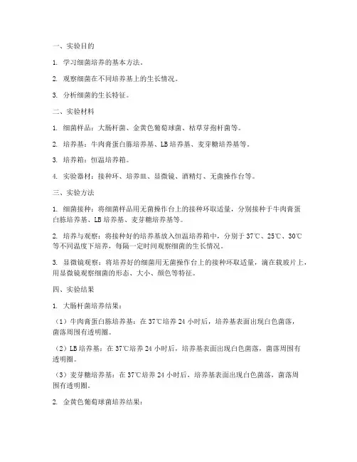 观察细菌实验报告结果