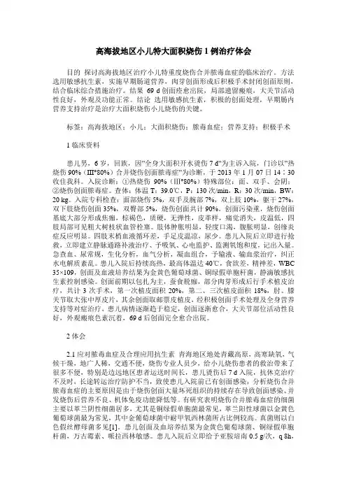 高海拔地区小儿特大面积烧伤1例治疗体会