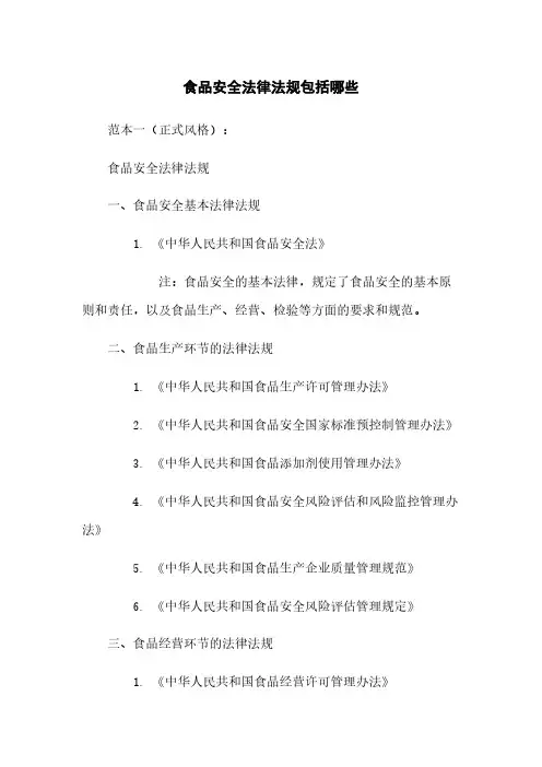 食品安全法律法规包括哪些